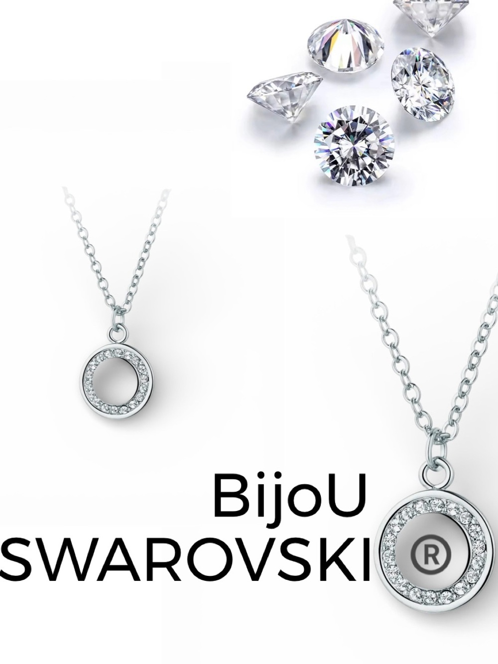Elegant Silver Cubic Zirconia Halo Pendant Necklace - Silver
